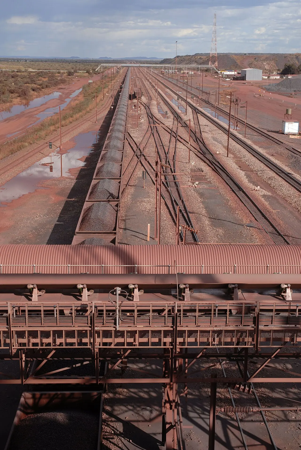 Iron ore rail yard at Sishen mine, Northern Cape