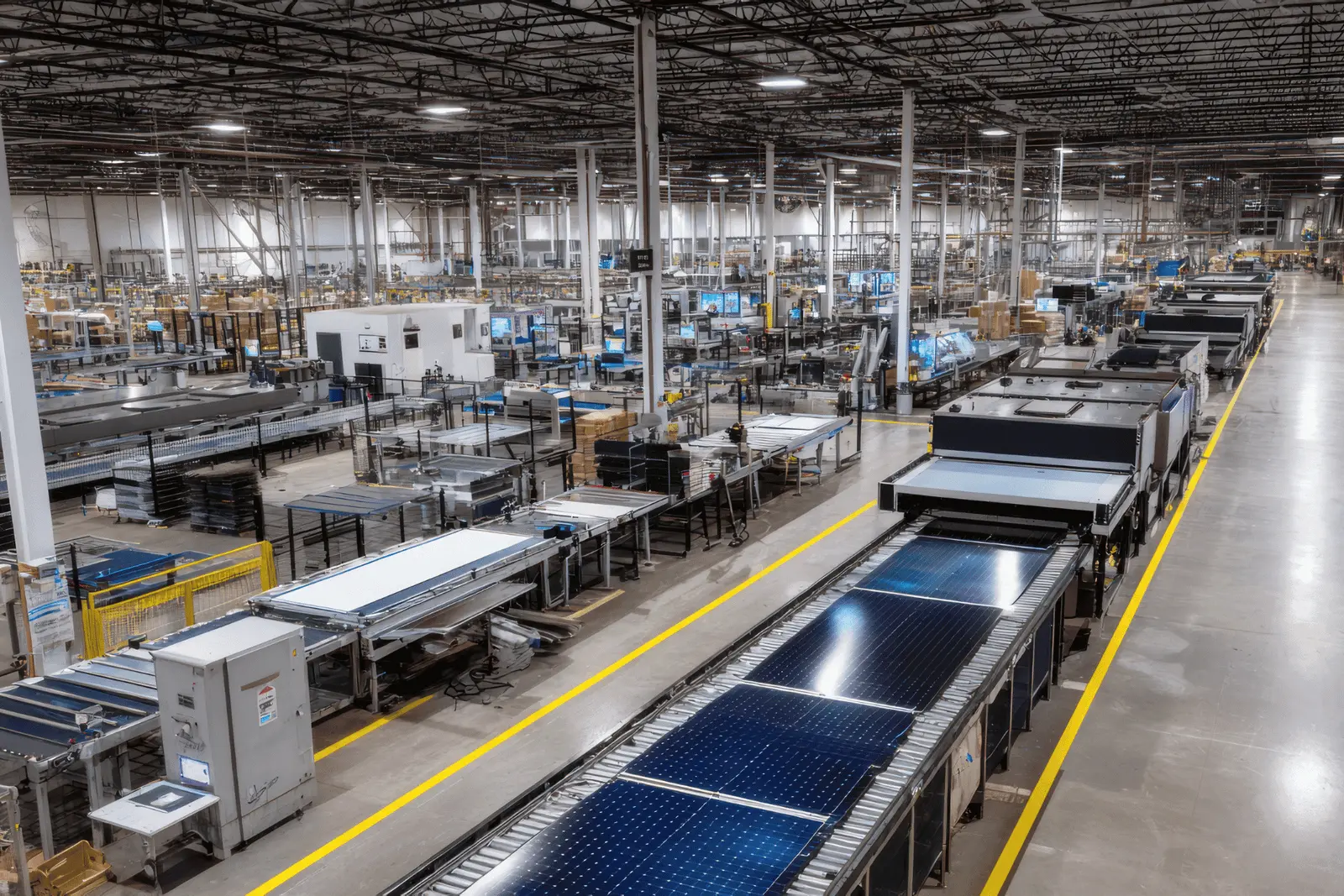 Linha de produção industrial numa fábrica – logística industrial