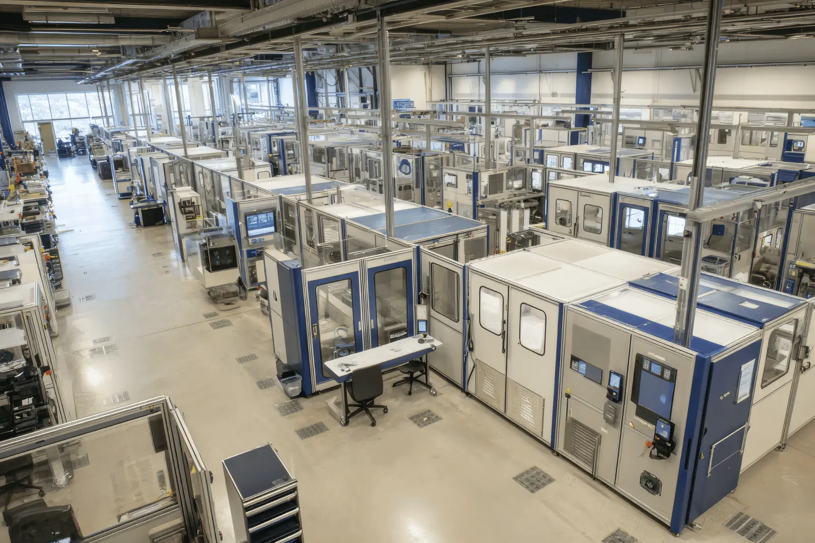 Área de produção de eletrónica limpa – logística de tecnologia